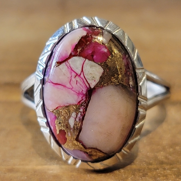 Native Jewelry - Native Kingman Turquoise Opal Gemstone Ring Size 9 Sterling Silver Boho Jewelry